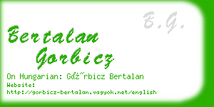 bertalan gorbicz business card